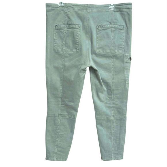 Anthropologie Jefferson Moto Cargo Pants Womens Sz 32 14 Green Ankle Zip Stretch - Picture 5 of 15